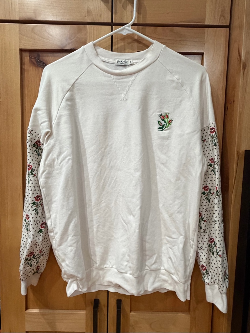 Cath Kidston white Floral Sleeve crewneck Sweatshirt polka dots small S